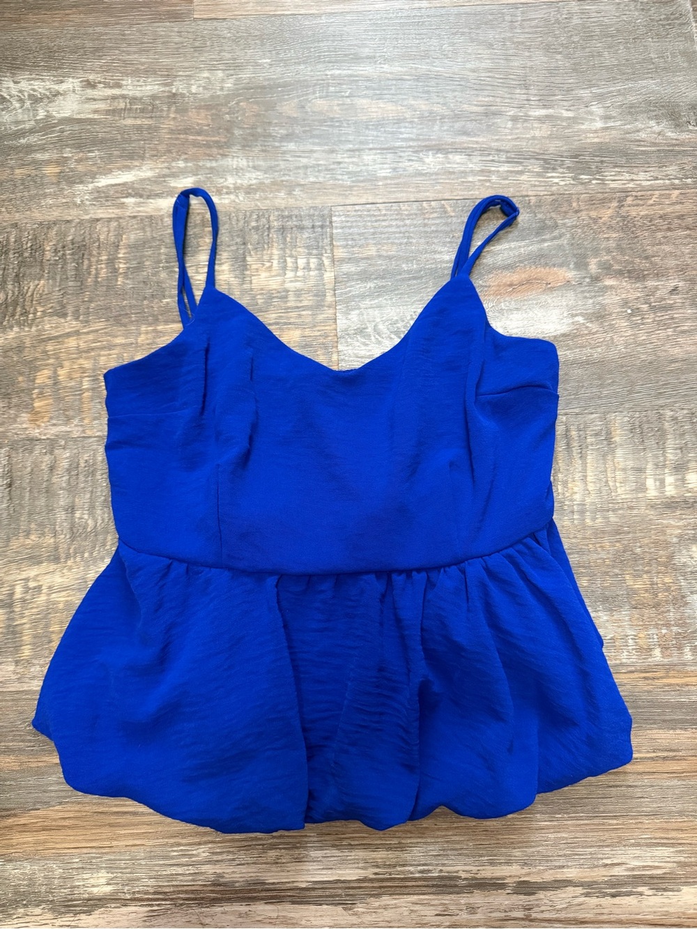 Royal Blue Spaghetti Strap Peplum Top